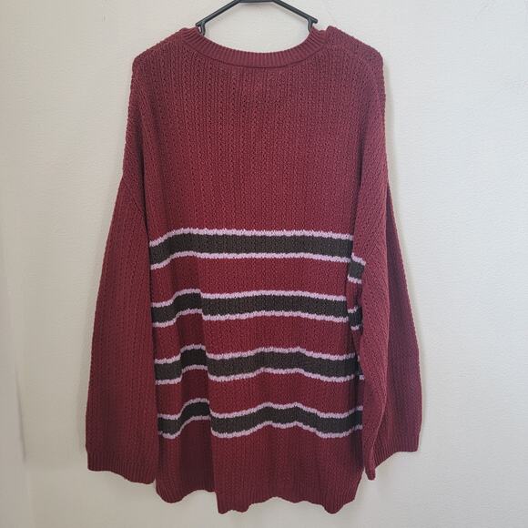 BDG UO Crochet Knit Academia Pullover Crewneck Sweater‎ Striped Large OB1737436 - Picture 3 of 12